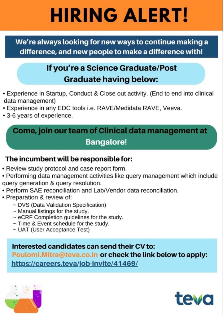 Teva Pharmaceuticals Walk In Drive For Clinical Data Management